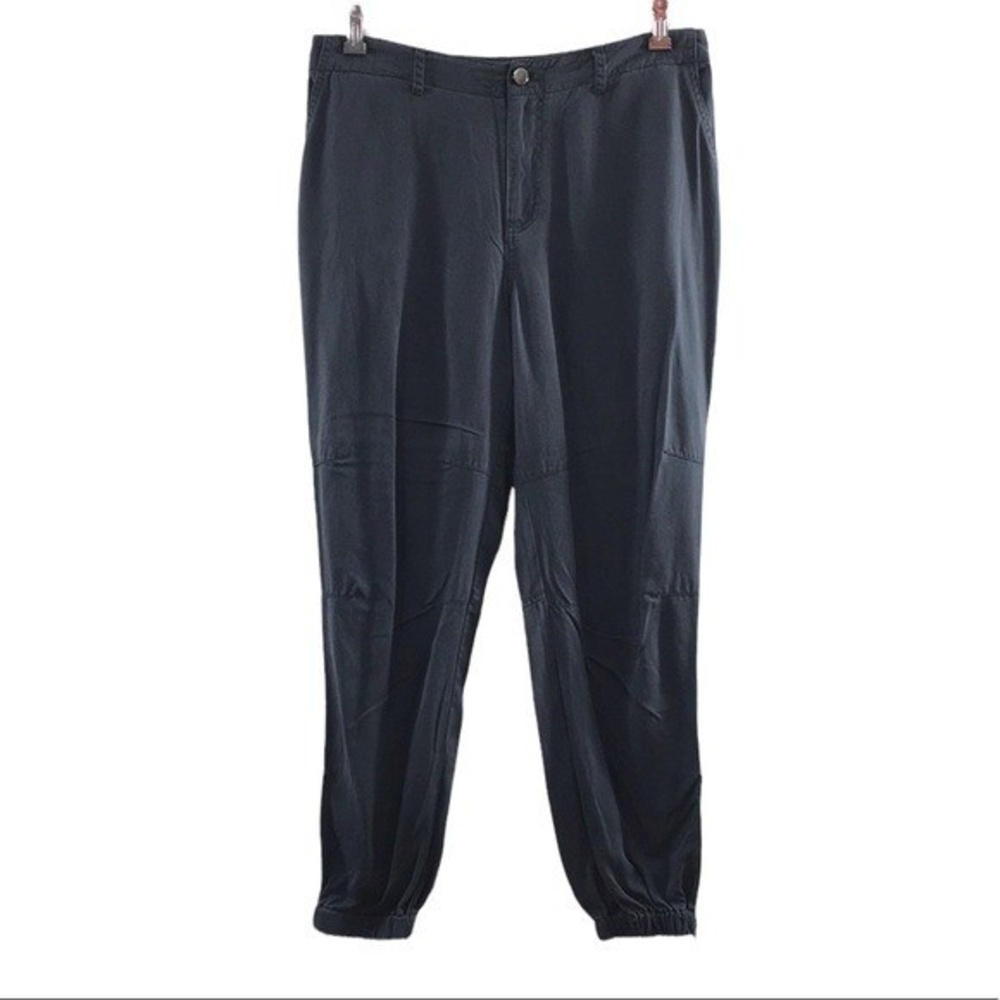 Logo Lori Goldstein Gray Chino Ankle Zip Jogger Pants Womens 10 Flat Front